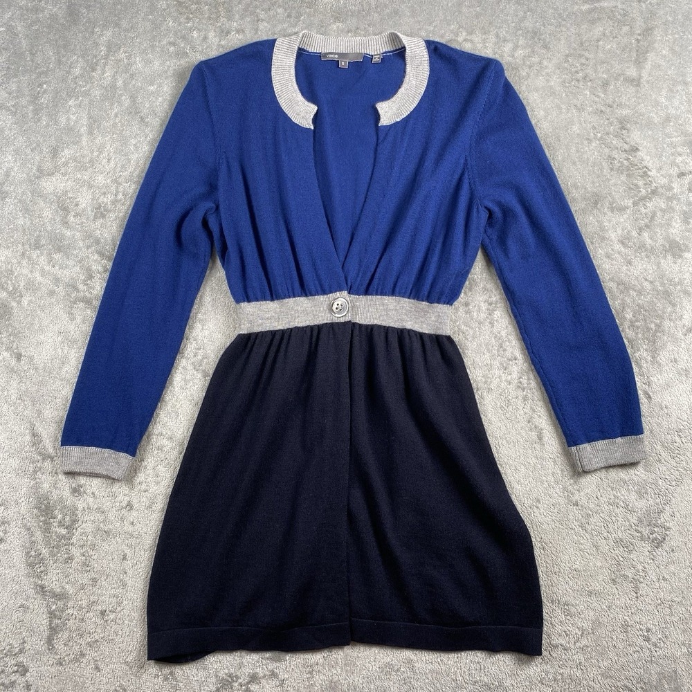 VINCE Cardigan Women's Size S Blue‎ Grey 100% Cashmere One Button Sweater Twee